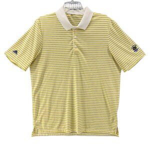 Adidas Mens Golf Polo Size XL Yellow Stripe Brookside Country Club Tournament